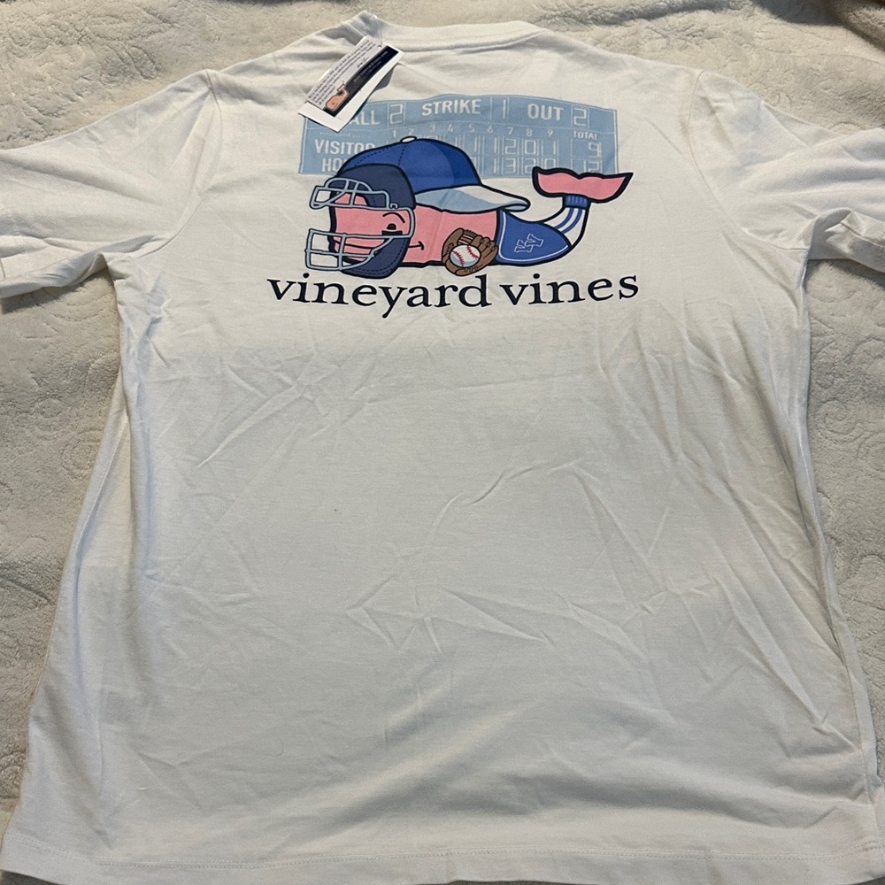 Vineyard Vines Baseball Catcher Whale Pocket Tee Sz L(16) NWT